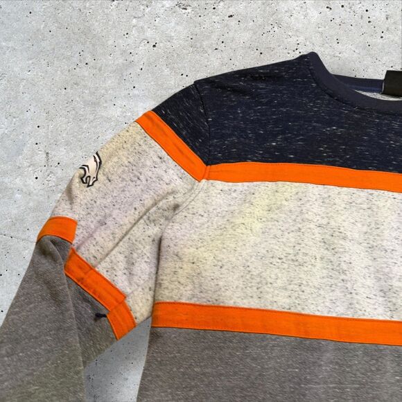 Denver Broncos NFL Team Apparel XL Colorblock Crewneck Sweatshirt Gray Orange - Picture 4 of 8